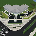 Modern Sales Office Building Featuring Landscape Design Water Pool And Greenery