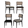 Modern Dining Chairs With Woven Backrests Leather Cushions And Wooden Frames In Different Styles