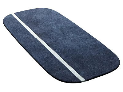Oval Shaped Navy Blue Stylish Rug With Central White Stripe Design 3d model
