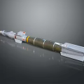 Military Missile 3D Model With Cylindrical Body Green Brown Casing White Tail Fins And Details