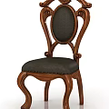 Classical Wooden Accent Chair Featuring Carved Details And Upholstered Green Dark Fabric