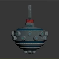 Industrial Metal Mechanical Device With Red Spiral Top Circular Knobs And Base Bolts