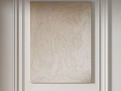 Abstract Painting With Neutral Textured Surface Hanging On White Paneled Wall 3d model