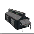 Old Barn Building With Blue Wooden Exterior Weathered Texture And Metal Roof