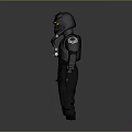 Black Protective Uniform With Helmet Goggles And Chest Equipment For Daily Use