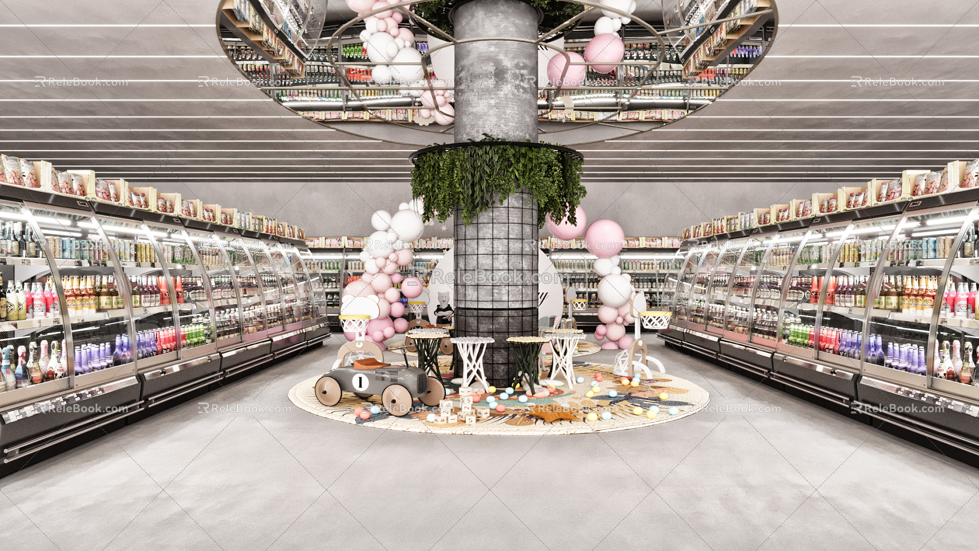 Modern Supermarket Retail Store 3d model