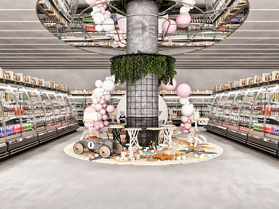 Modern Supermarket Retail Store 3d model