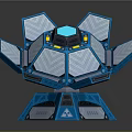 Futuristic Hexagonal Tech Device With Blue Core Yellow Accents And Metallic Panels 3d model