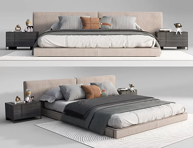 modern double bedside table carpet 3d model