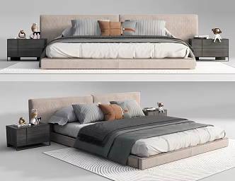 modern double bedside table carpet 3d model