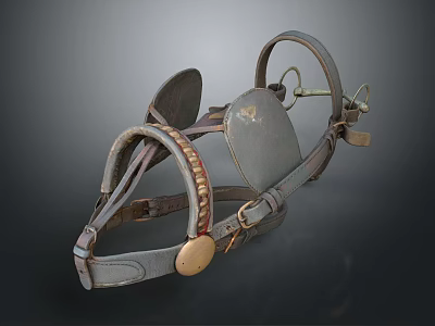 Equestrian Sports Equipment Leather Saddle With Reins And Metal Buckles For Horse Riding 3d model