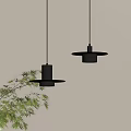 Modern Minimalist Black Pendant Lights With Circular Metal Shades For Interior Space