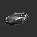 Modern Sporty Police Car With Flashing Lights POLICE Branding And Blue Accented Wheels