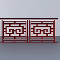 Building Exterior Wall Featuring Red Intricate Traditional Patterned Decorative Panels 3d model