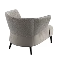 Light Gray Single Sofa With Curved Back Soft Fabric Upholstery And Black Wooden Legs