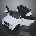 White Kids Electric Ride On Car Convertible With Open Doors And Black Seats