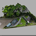 Modern Landscape Model Featuring Green Vegetation Buildings Road And Lawn Area