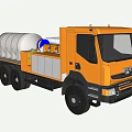 Yellow Functional Truck With Large Silver Storage Tank And Blue Components 3d model