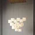 Modern White Marble Geometric Hanging Chandelier for Contemporary Home Interior Design