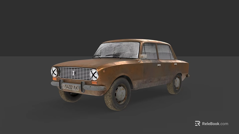 Rusty Vintage Old Car With Classic Design And Brown Exterior 3d model 