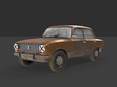 Rusty Vintage Old Car With Classic Design And Brown Exterior 3d model