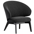 Stylish Light Pink Fabric Single Sofa With Curved Backrest And Wooden Legs Design