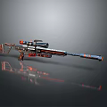Modern Tactical Sniper Rifle With Vibrant Red Blue Orange Accents And Scope 3d model