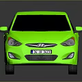 Green Hyundai Sedan 3D Rendered on Shiny Reflective Surface with Modern Design