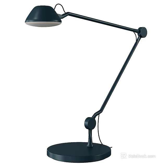 Sleek Modern Black Desk Lamp With Adjustable Metal Arm Stable Base For Reading Work 3d model