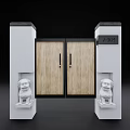Wooden Main Gate With White Pillars Stone Lion Statues And Number 7 104