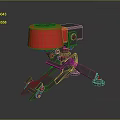 Game Movie Character Red Top Mechanical Robot With Tripod Base Structure