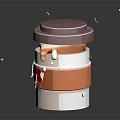 Cute Anthropomorphic Cartoon Bottle With Pink Lid White Orange Body And Sparkles On Dark Background