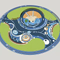 Circular Recreational Park Layout Featuring Playground Night Market Walking Paths And Green Areas