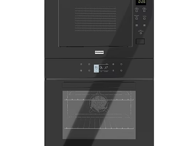 Black Built In Microwave And Oven Combination For Modern Kitchen Design 3d model