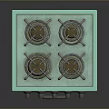 Light Green Kitchen Gas Stove With Four Burners Oven And Control Knobs