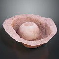 Handcrafted Rustic Ceramic Bowl with Textured Surface and Dome Shaped Center in Brown