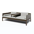 Elegant Traditional Luohan Bed With Dark Wooden Frame Light Gray Cushions And Small Center Table