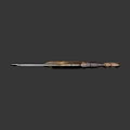 Ornate Weapon Scimitar with Decorative Blade Red Handle and Golden Accents