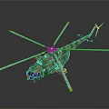 Military Helicopter Model With Camouflage Paint And Multi Blade Rotors