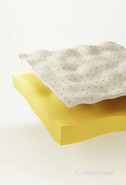 Two Stacked Sponges Top White With Black Dots Bottom Yellow And Wavy Edges 3d model 