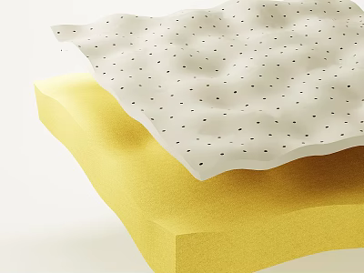 Two Stacked Sponges Top White With Black Dots Bottom Yellow And Wavy Edges 3d model