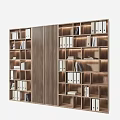 Wooden Decorative Cabinet With Multiple Shelves File Folders Books Interior Lighting And Modern Design