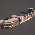 Red Brick Building Complex Featuring Connected Structures Various Heights And Modern Design 3d model