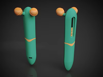 Green Handheld Daily Electrical Massage Appliance With Orange Top Balls And Sleek Design 3d model