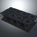 Industrial Plastic Grid Tray With Multi Circular Recessed Compartments And Support Columns