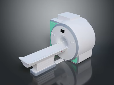 Modern Medical MRI Scanner Imaging Equipment With White Body Green Accent And Sliding Examination Table 3d model