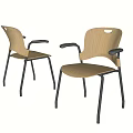 Wooden Leisure Chair With Black Metal Legs And Armrests In Minimalist Design