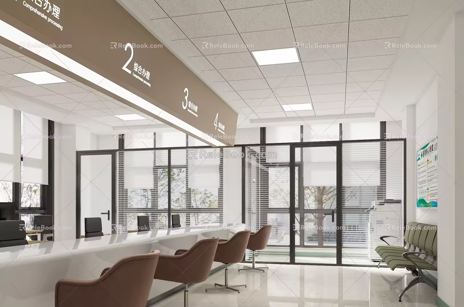 Mineral wool board ceiling office partition office 3d model