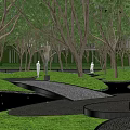 Modern Garden Landscape Design With Plaza Green Plants And Glass Architecture