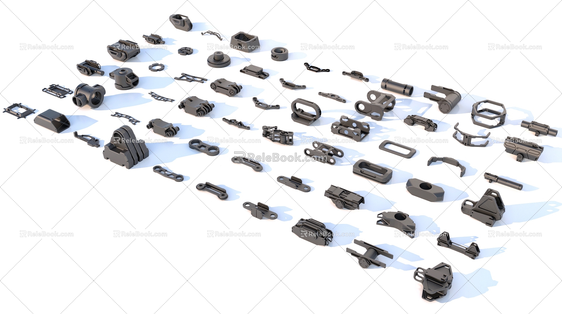 Hard surface mechanical parts combination of mechanical parts 3d model